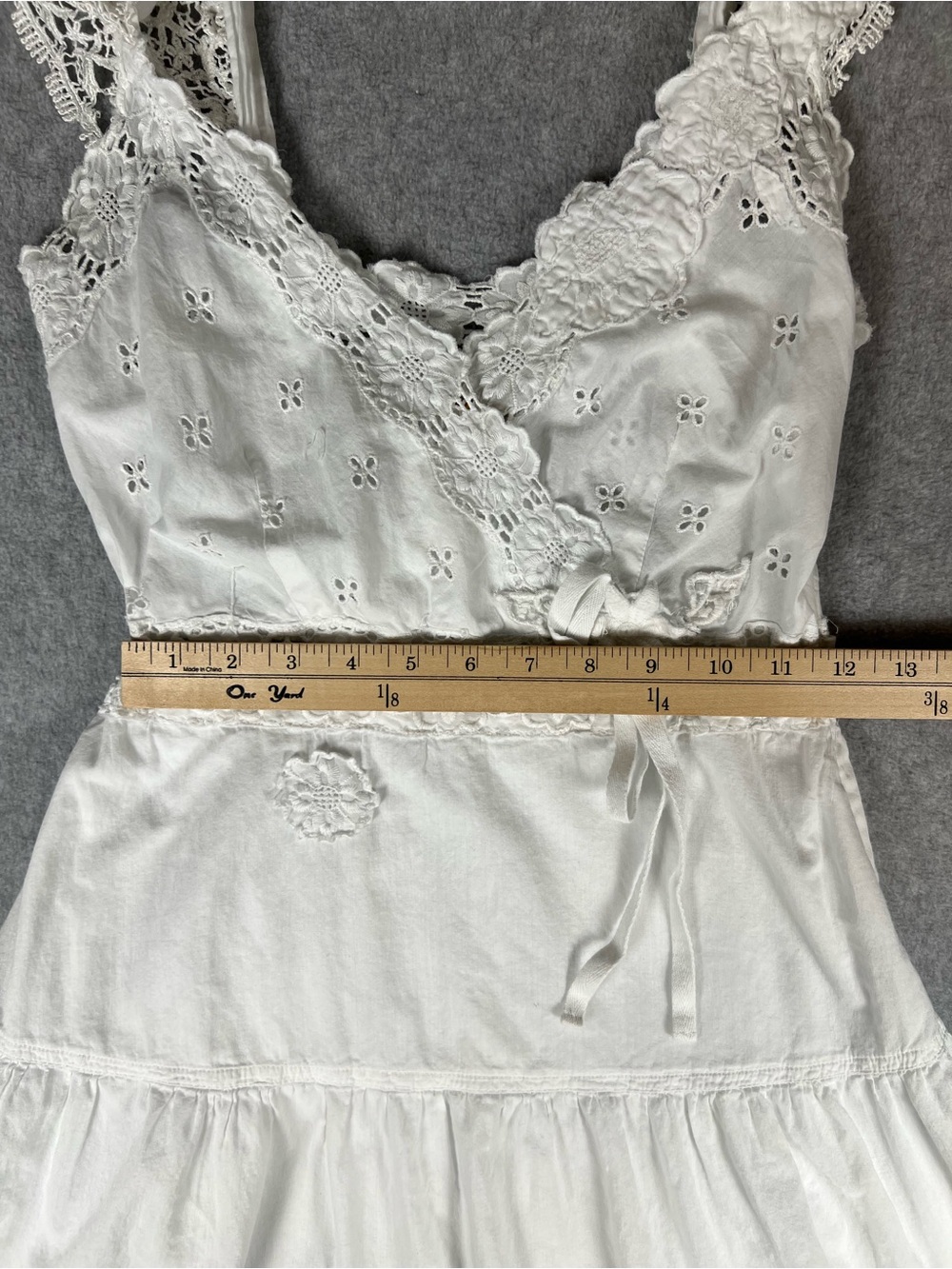 Free People Cottagecore Coquette White Eyelet Lace Mini Dress XS - Picture 8 of 16